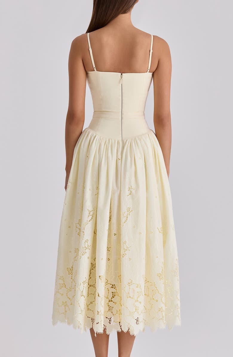 HOUSE OF CB Ysabella Lace Skirt Stretch Cotton Cocktail Dress, Alternate, color, Lemon