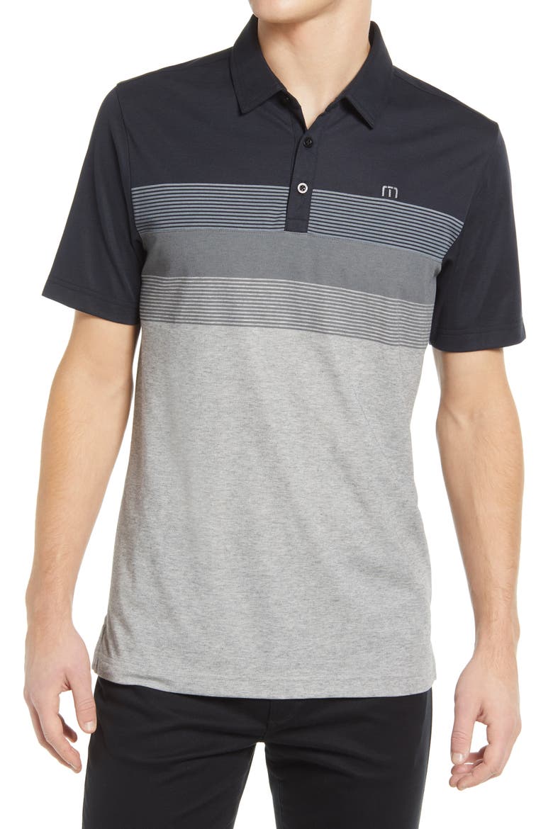 Take Flight Stripe Slim Fit Polo, Main, color, BLACK