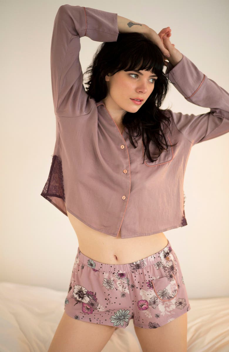 Midnight Bakery Crop Pajama Top, Alternate, color, Lilac