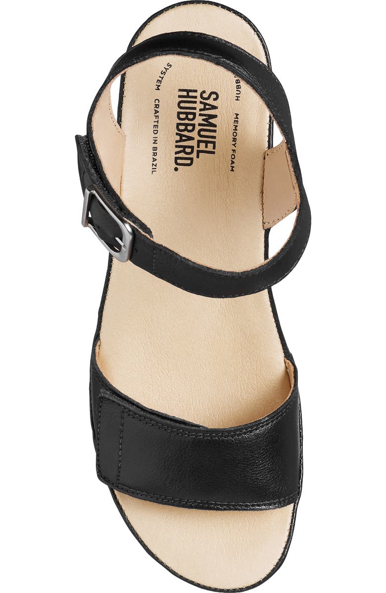 Samuel Hubbard Portola Two-Strap Wedge Sandal, Alternate, color, Black Leather/ Black Leather