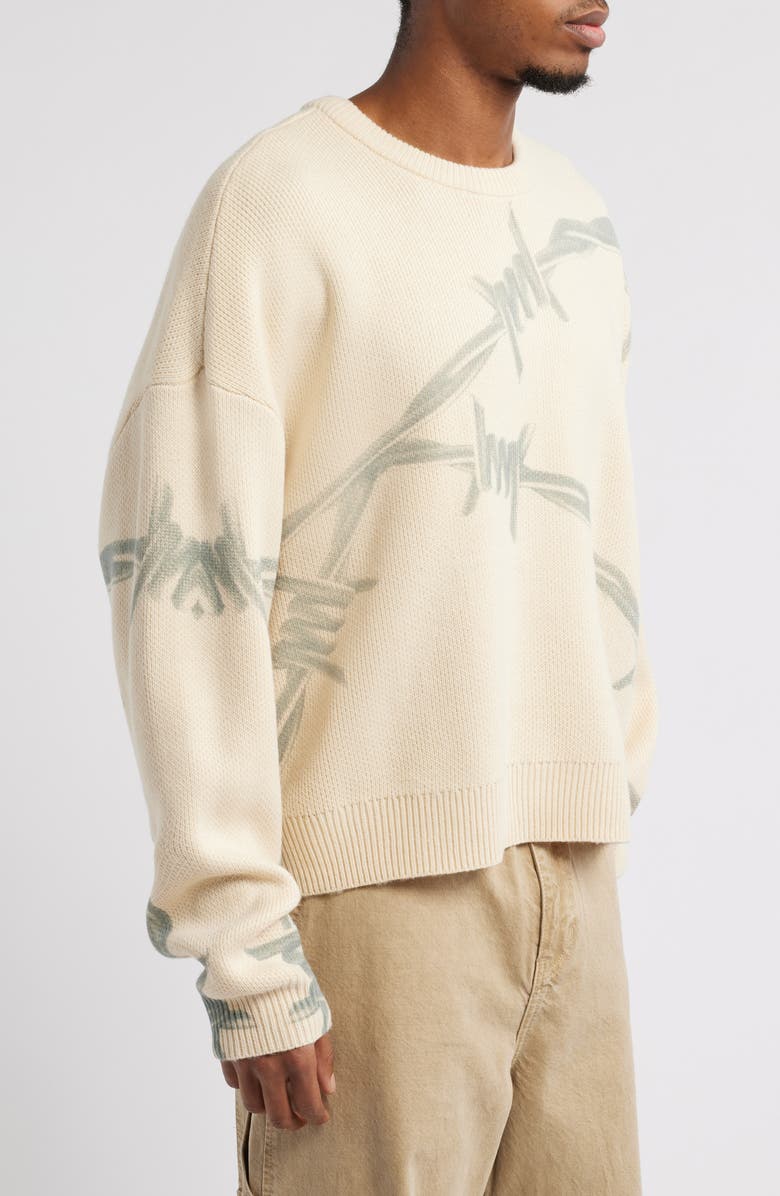 PacSun Trespass Barbed Wire Print Crewneck Sweater, Alternate, color,