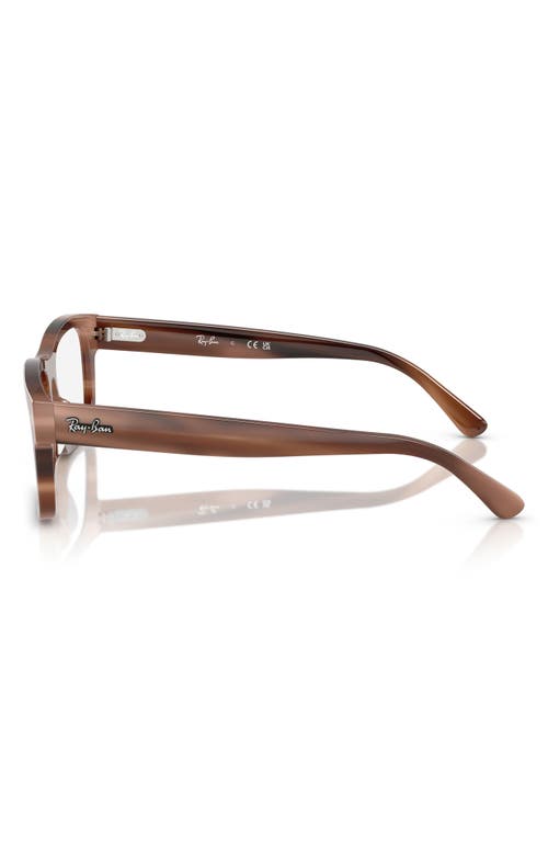 Ray Ban Ray-ban 56mm Rectangular Optical Glasses In Brown Havana