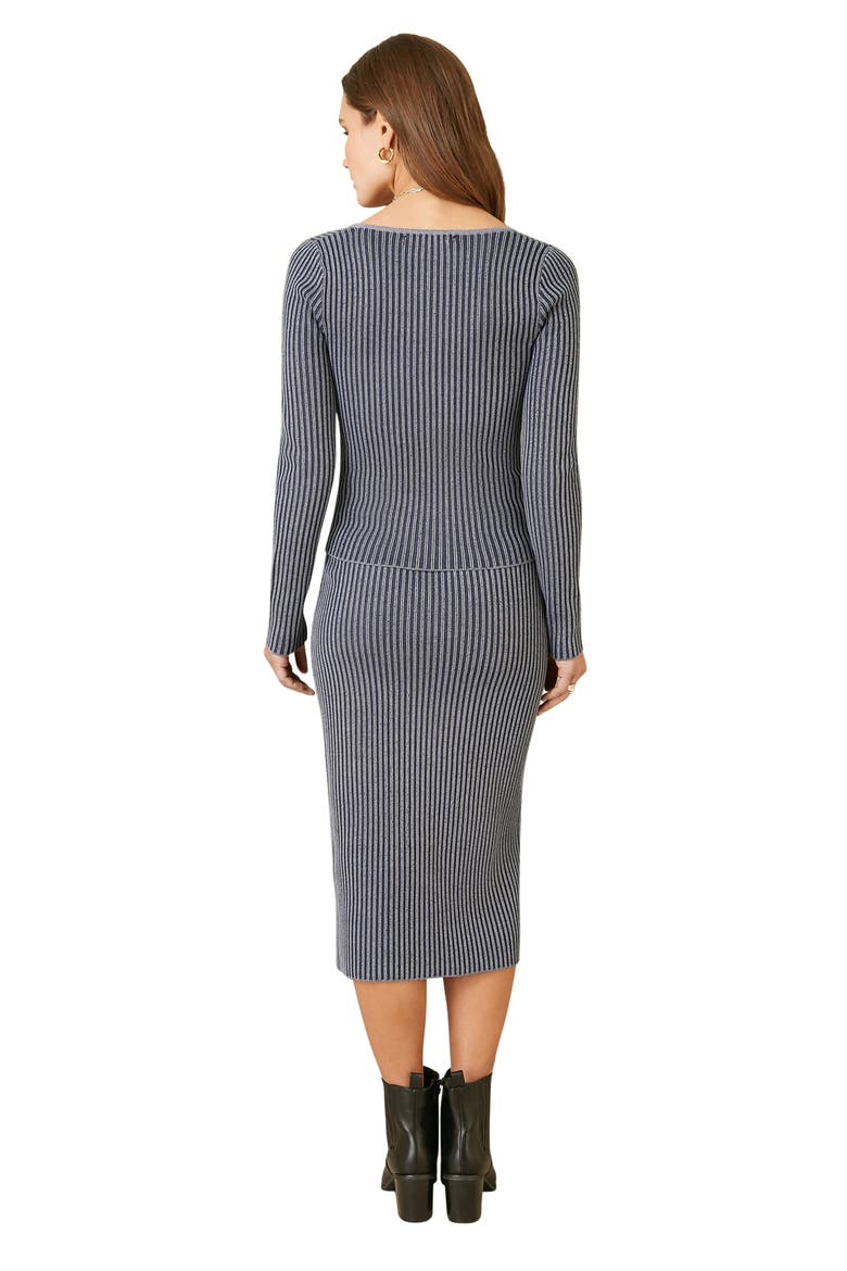 Ribbed Knitted Midi Skirt, Alternate, color, Blue