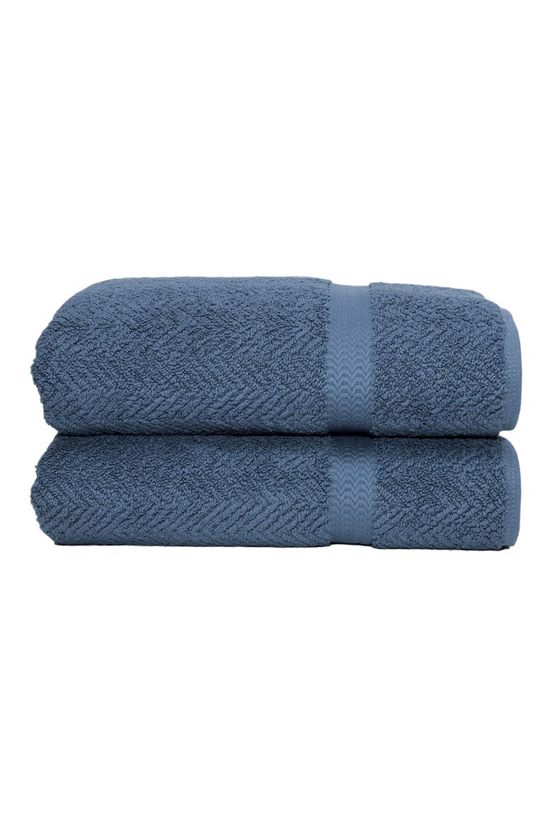 Herringbone Turkish Cotton Bath Towel - Set of 2, Main, color, MIDNIGHT BLUE