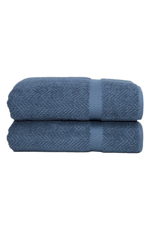 Herringbone Turkish Cotton Bath Towel - Set of 2