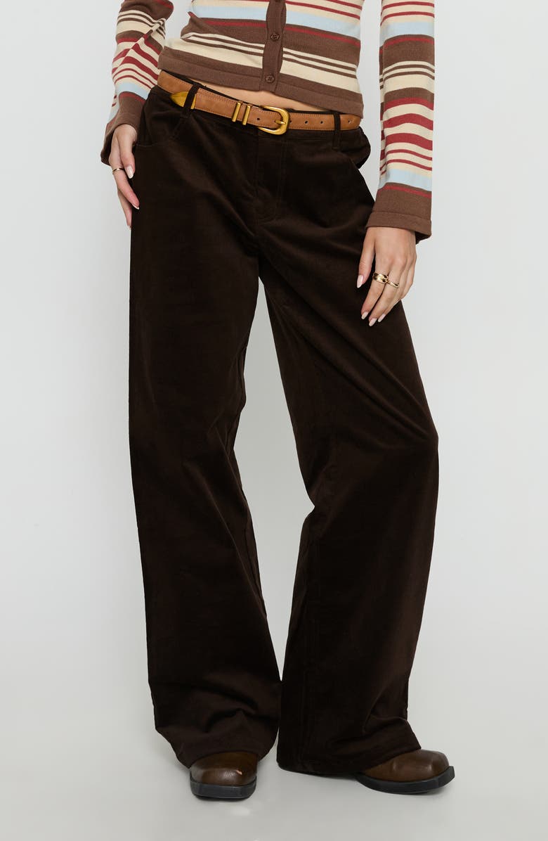 Princess Polly Kenza Wide Leg Corduroy Pants, Main, color, Brown