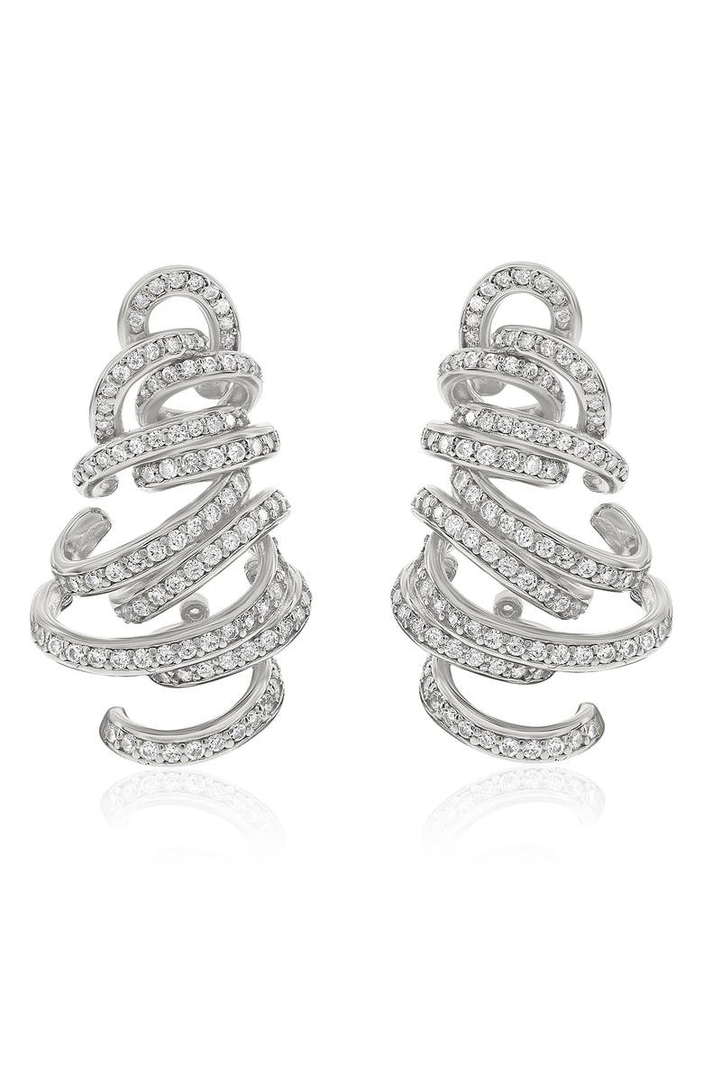 SUZY LEVIAN Cubic Zirconia Spiral Drop Earrings, Main, color, White
