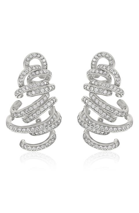 Cubic Zirconia Spiral Drop Earrings