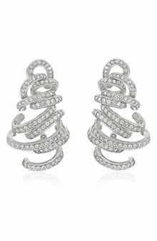 SUZY LEVIAN Cubic Zirconia Spiral Drop Earrings