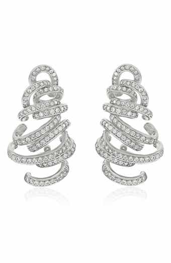 Cubic Zirconia Spiral Drop Earrings
