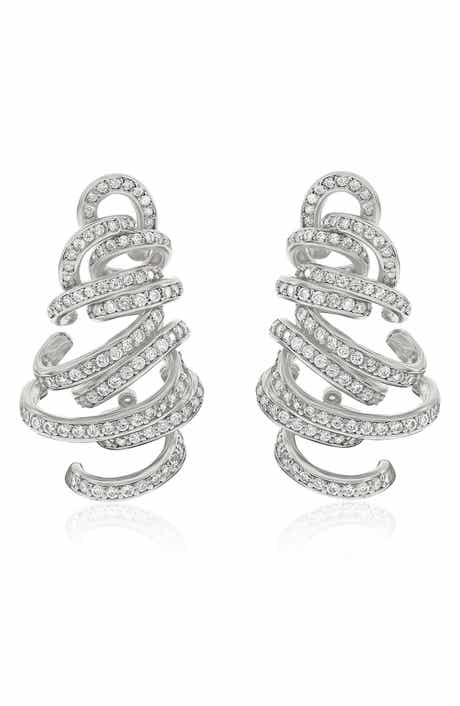 SUZY LEVIAN Cubic Zirconia Spiral Drop Earrings
