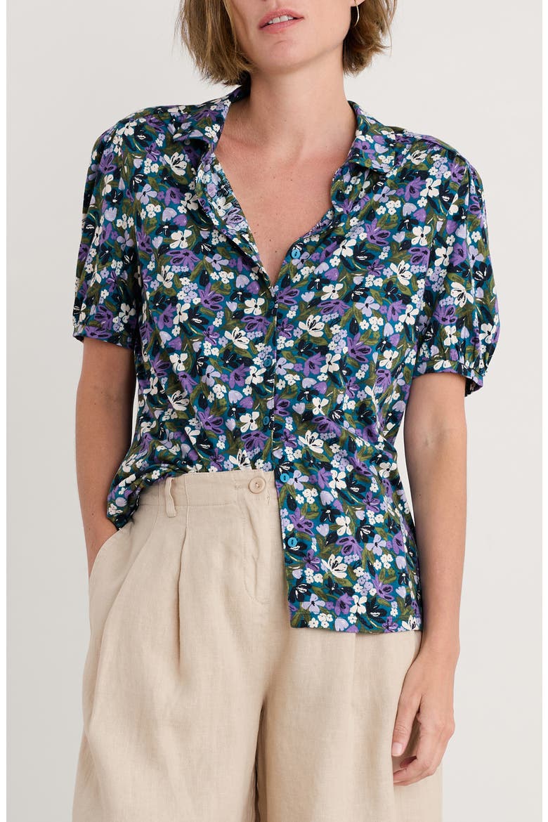 Embrace Floral Button-Up Shirt, Main, color, CRAYON FLORAL DARK DRIFT