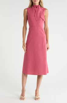 Linen Blend Midi Dress