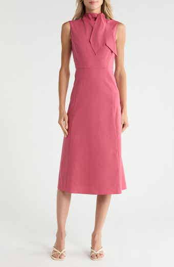 Linen Blend Midi Dress