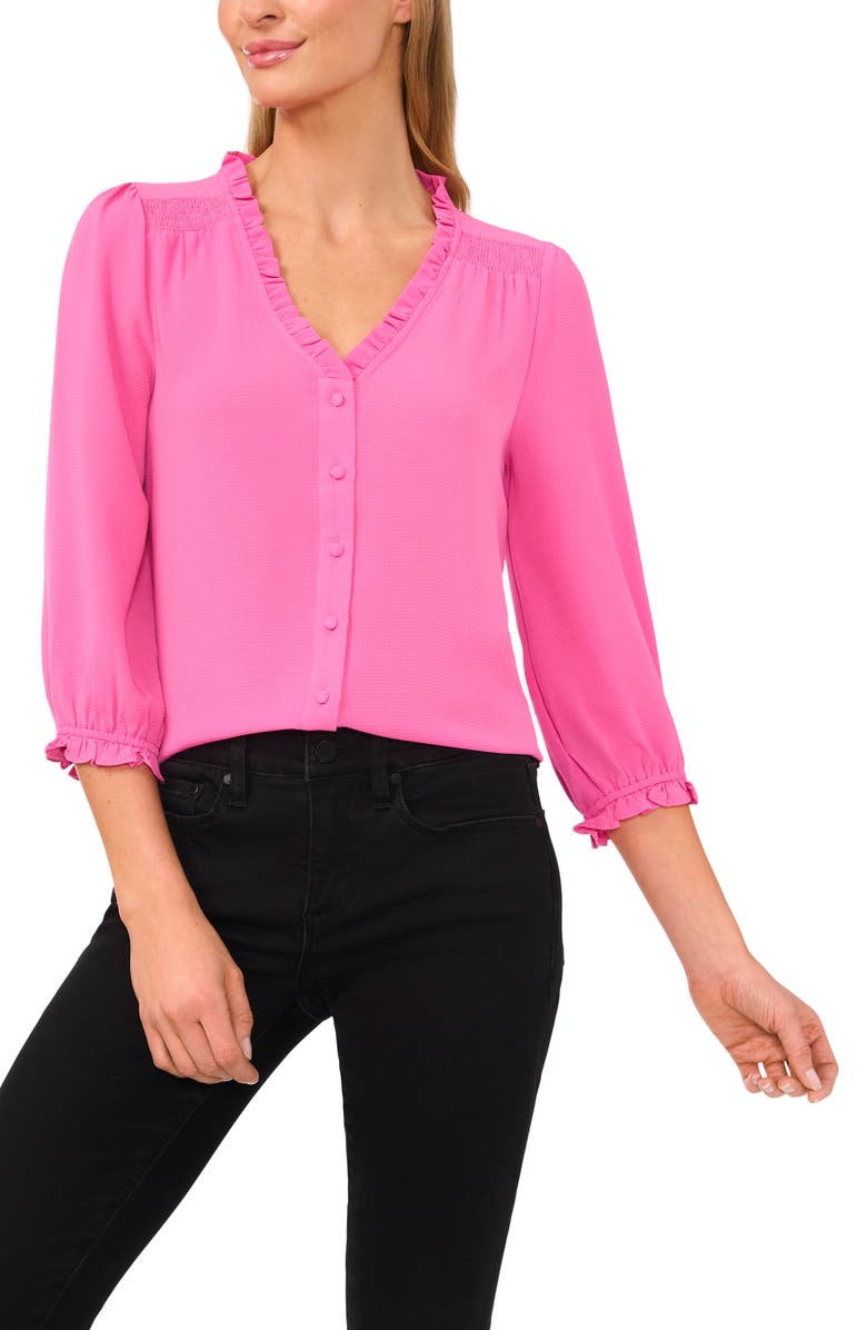 CeCe Ruffle V-Neck Blouse | Nordstrom
