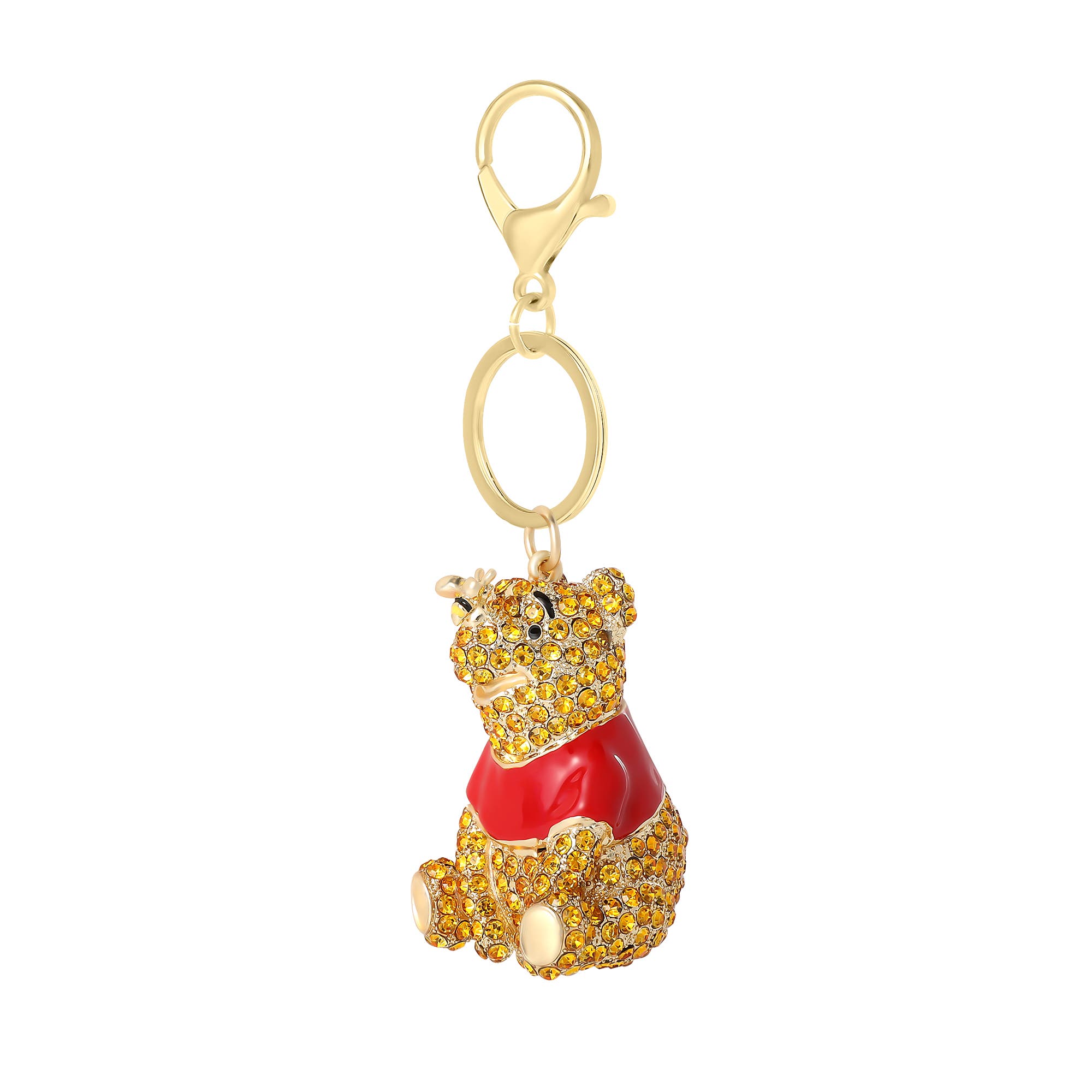 Disney Winnie the Pooh Crystal Pavé Crystal Bag Charm Keychain, Officially Licensed, Main, color, Orange
