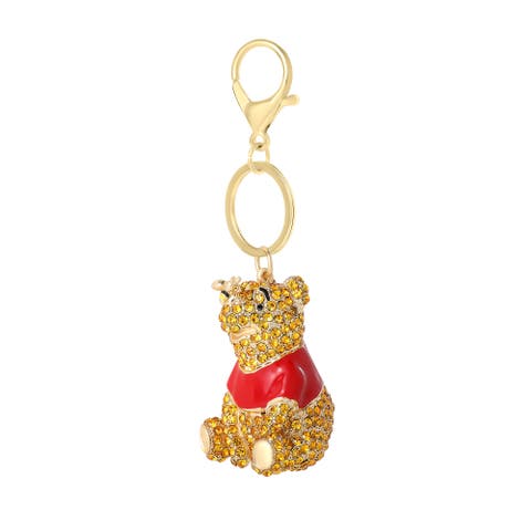 Winnie the Pooh Crystal Pavé Crystal Bag Charm Keychain, Officially Licensed