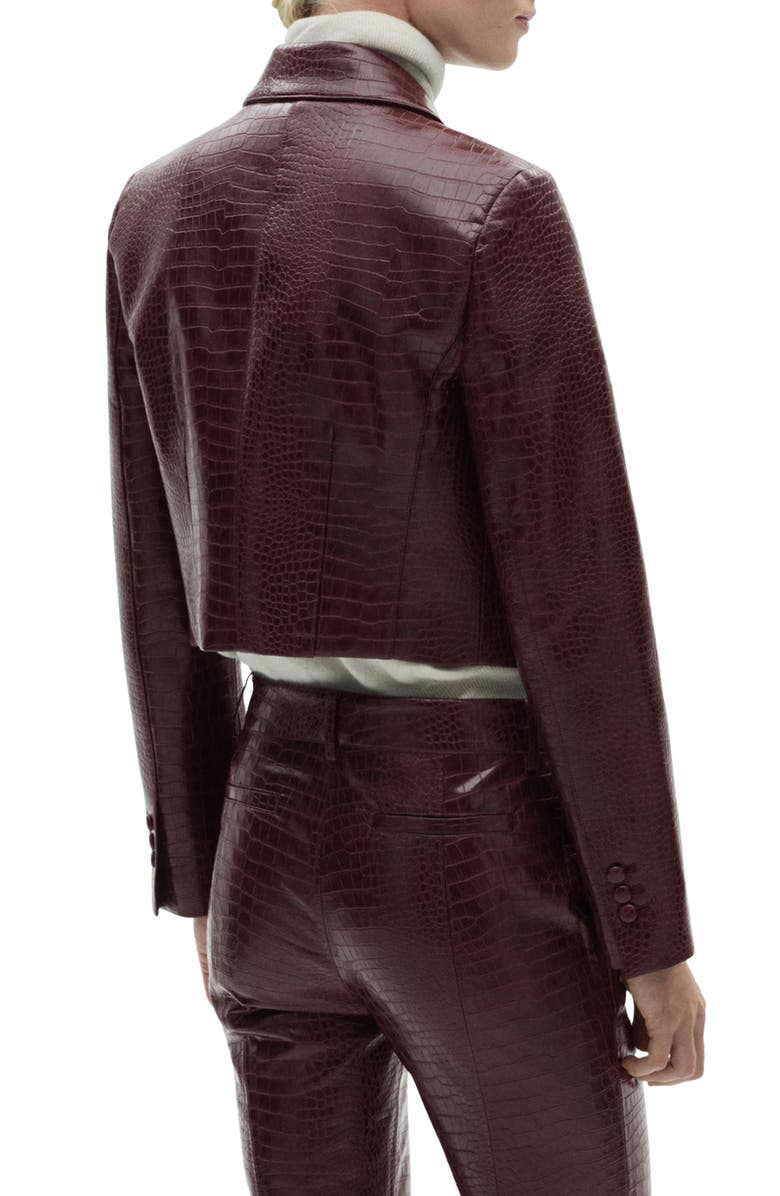MANGO Doris Croc Embossed Faux Leather Jacket, Alternate, color,
