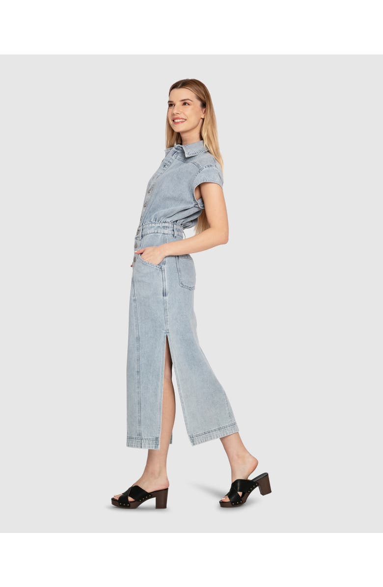Belle & Bloom Sundown Denim Midi Shirt Dress, Alternate, color, Stonewash