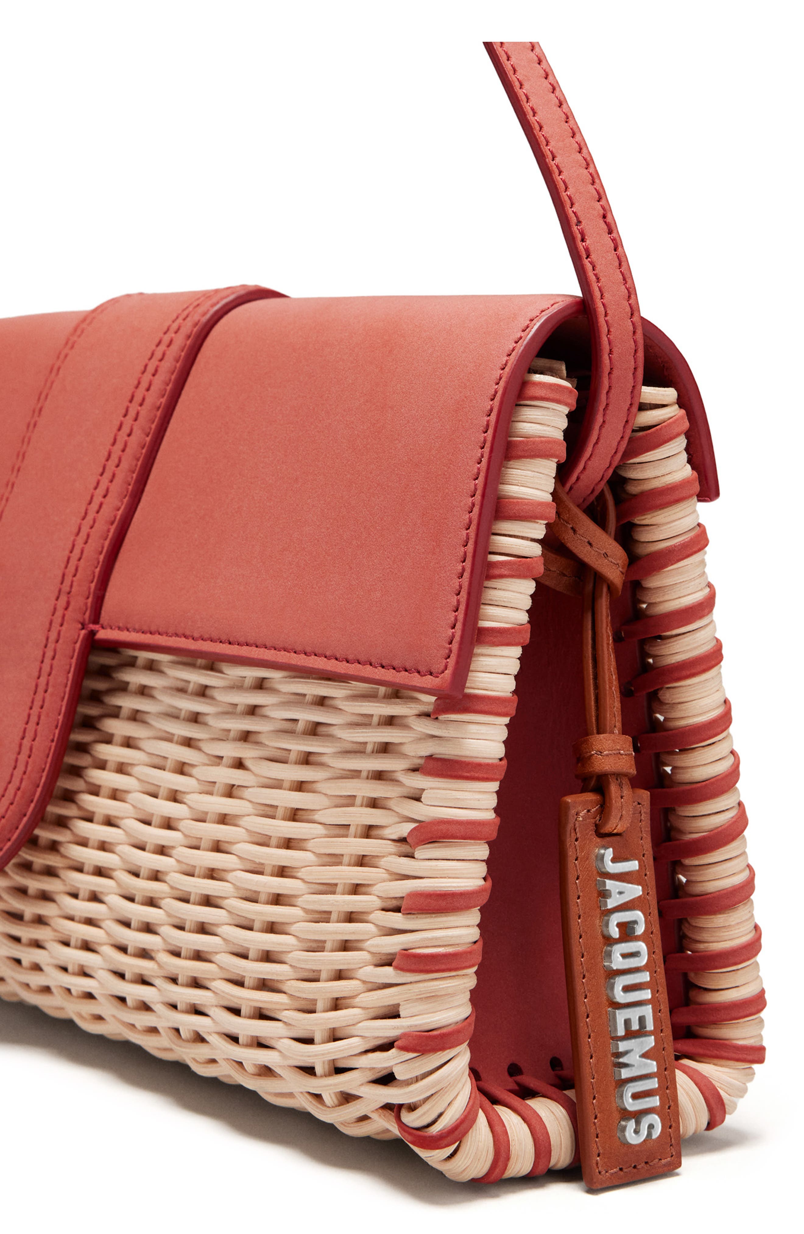 Jacquemus Long Le Bambino Woven Wicker Shoulder Bag, Alternate, color, 