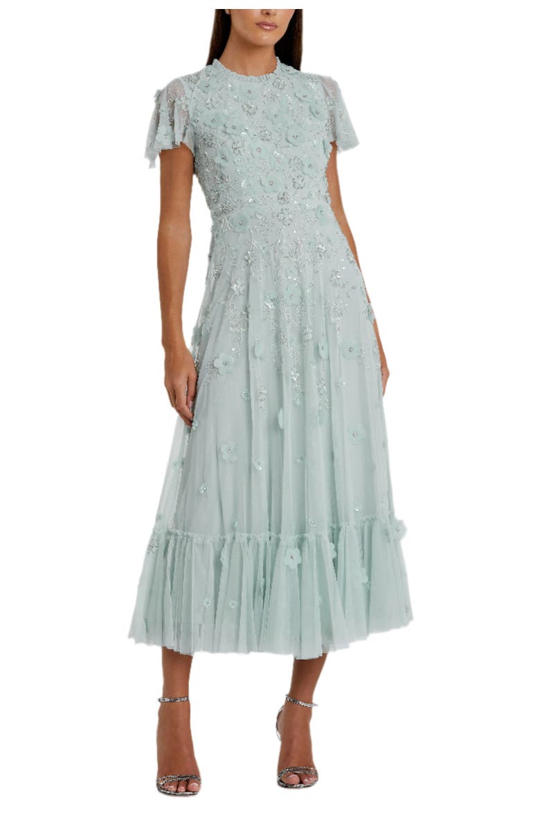 Mac Duggal Women's Embellished High Neck Cap Sleeve A Line Dress, Main, color, Powder Blue