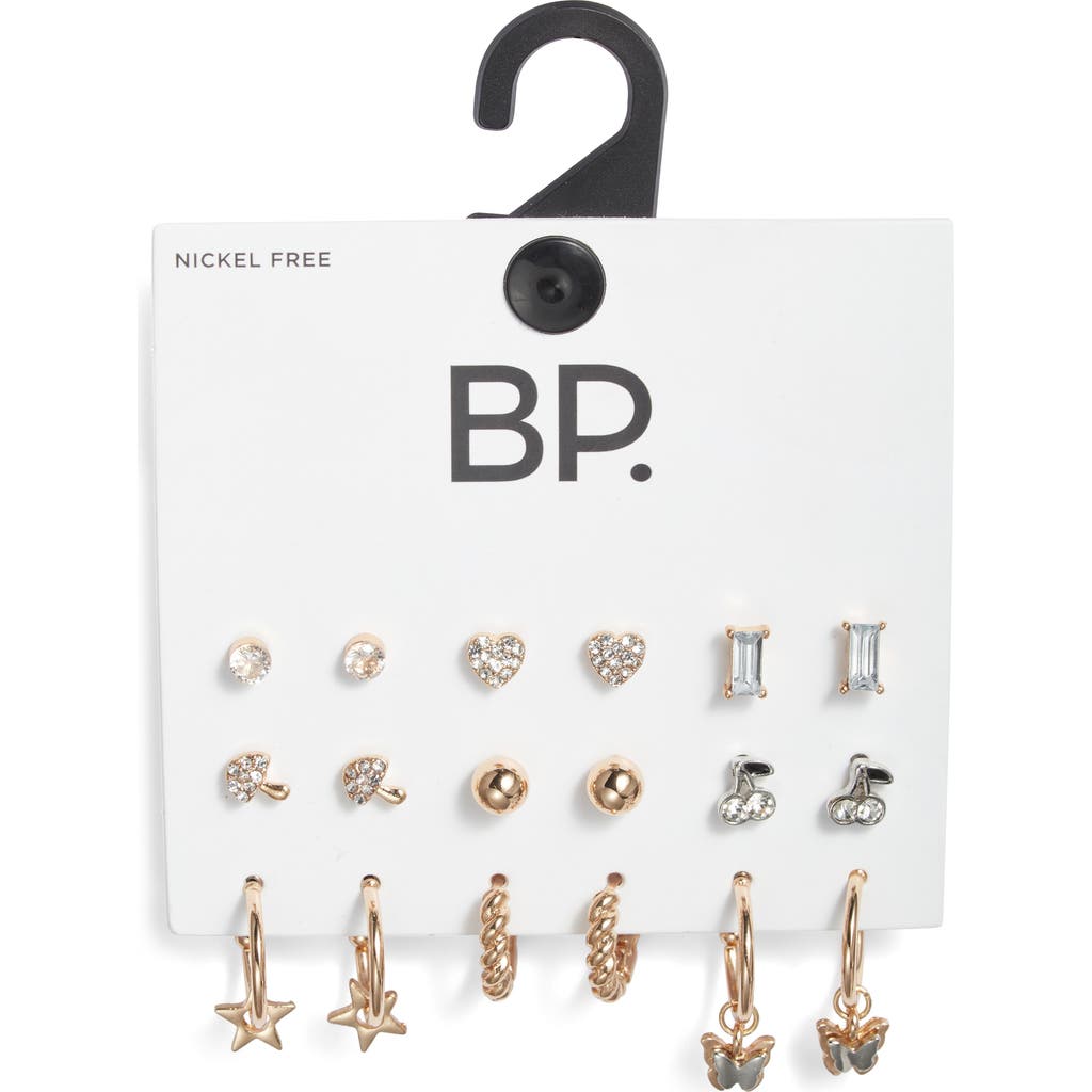 Bp. Set Of 9 Earrings In Gold Rhodium Crystal