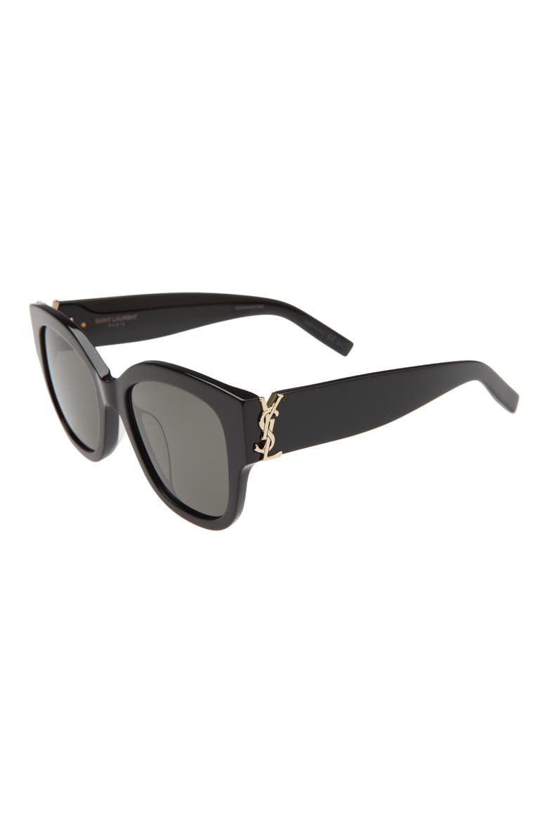 56mm Cat Eye Sunglasses, Alternate, color, BLACK