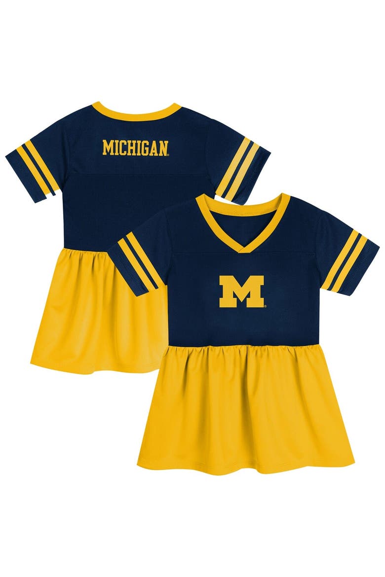 Toddler Outerstuff Navy/Maize Michigan Wolverines Stadium Lights Fashion Jersey Dress, Main, color, Navy