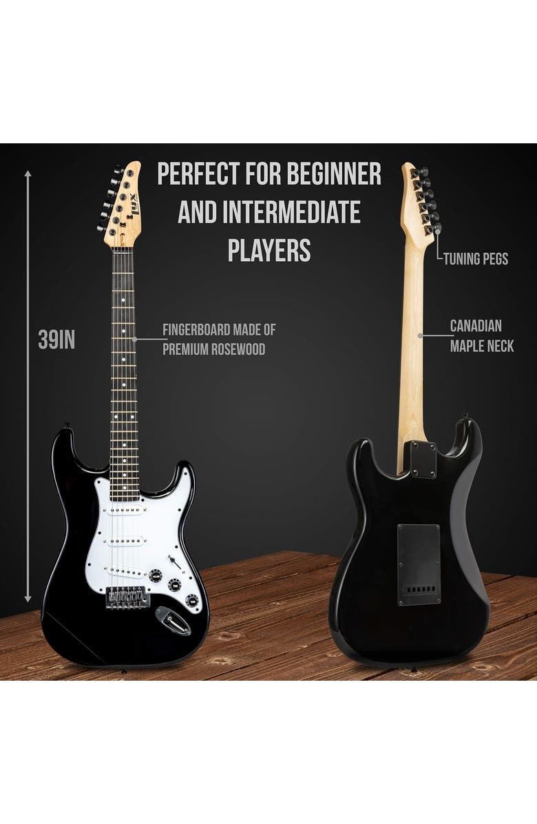 Lyxpro 39 Electric Guitar Kit Bundle w/ 20W Amp, Tuner, Strings, Picks, Strap & Case, Alternate, color, Black