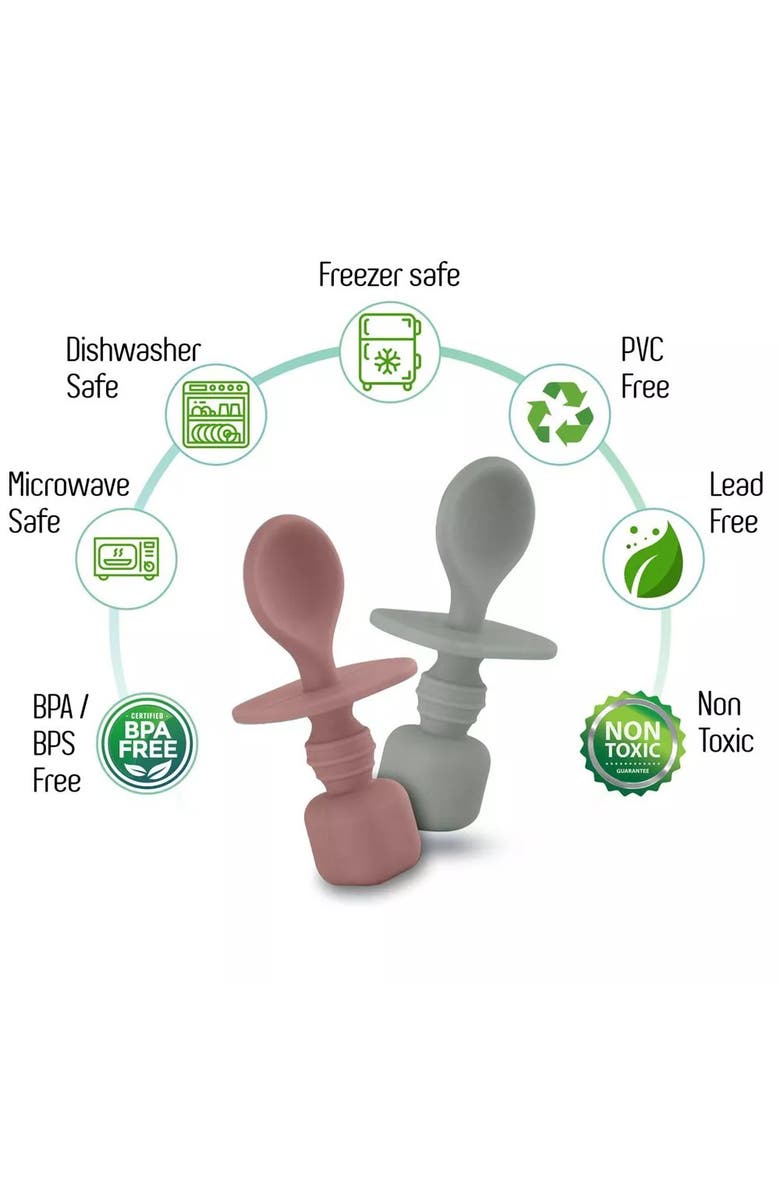 Sperric Baby Feeding Spoon Set 2-Piece, Alternate, color, Mauvelous/Slate Gray