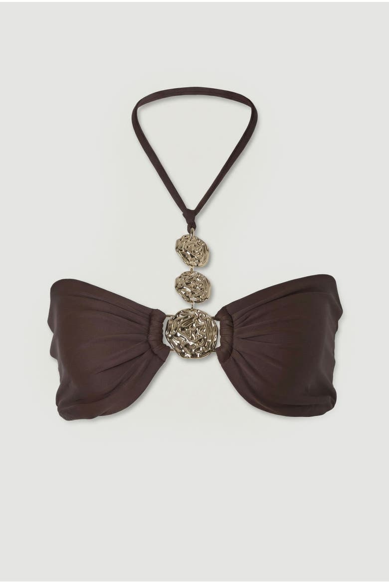 Halterneck Bikini Top, Alternate, color, Chocolate