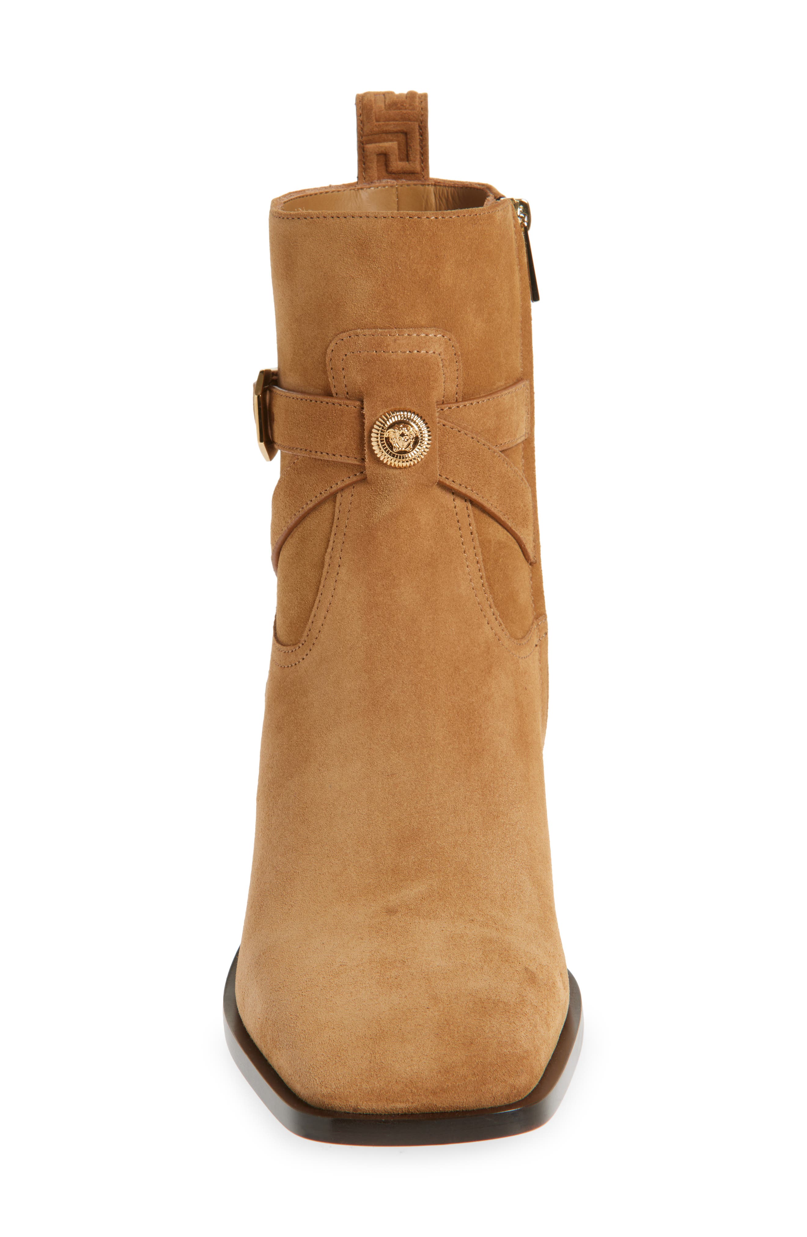 Versace Square Toe Boot, Alternate, color, Tobacco-Versace Gold