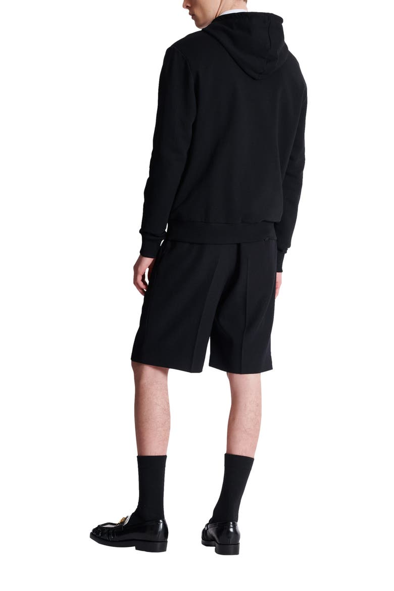 Printed cotton hoodie, Alternate, color, black