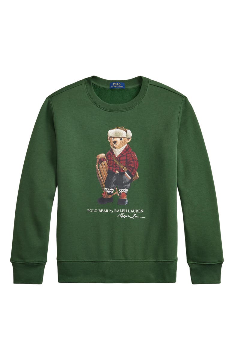 Polo Ralph Lauren Kids' Polo Bear Fleece Sweatshirt, Main, color, Green