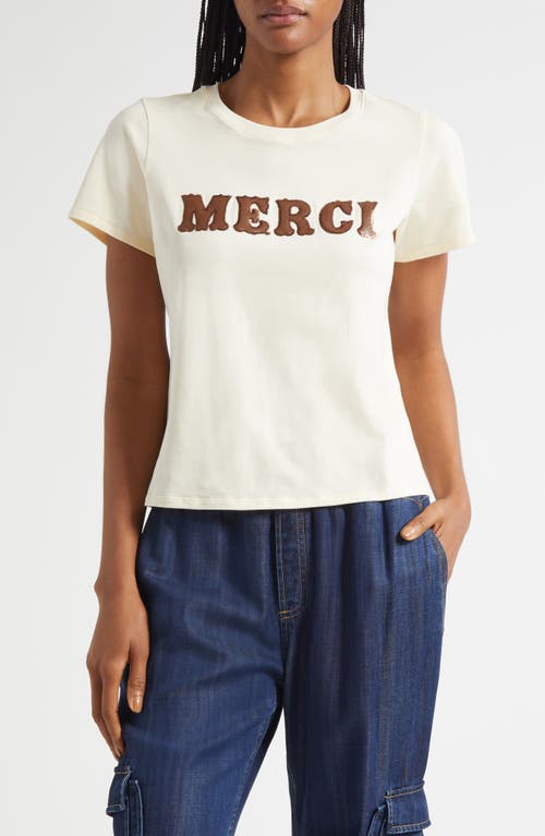 Cinq À Sept Faux Leather Appliqué Shrunken T-shirt In Neutral
