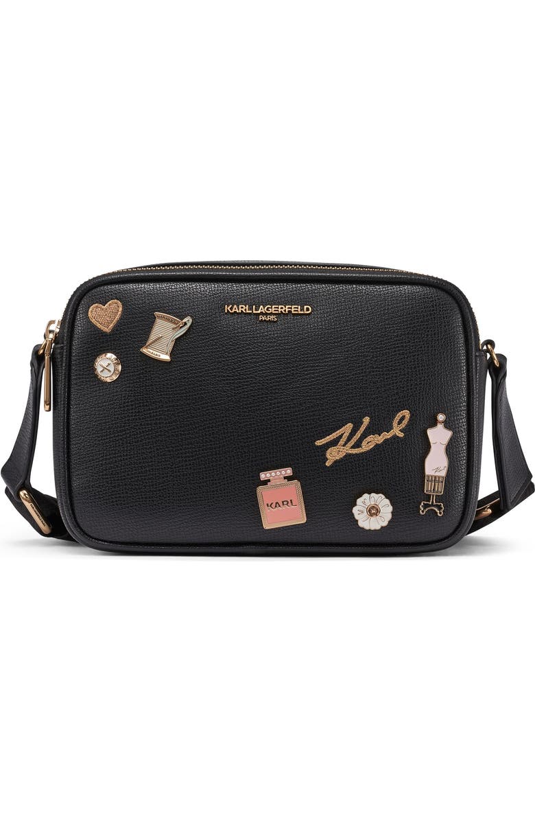 KARL LAGERFELD PARIS Maybelle East/WestCrossbody, Main, color, Black/Gold