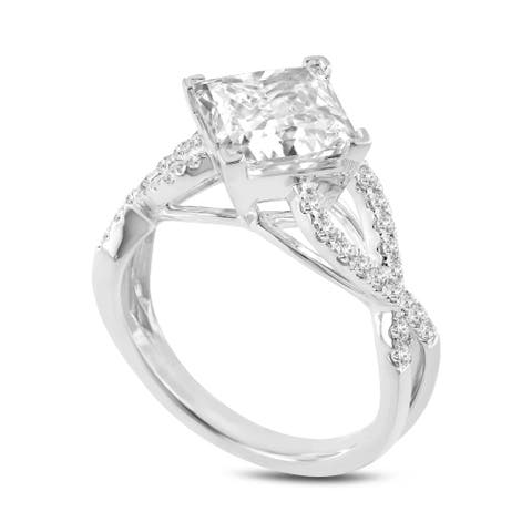 Lilya 14K White Gold Princess Cut Lab Grown Diamond Engagement Ring - 3.5 Ct
