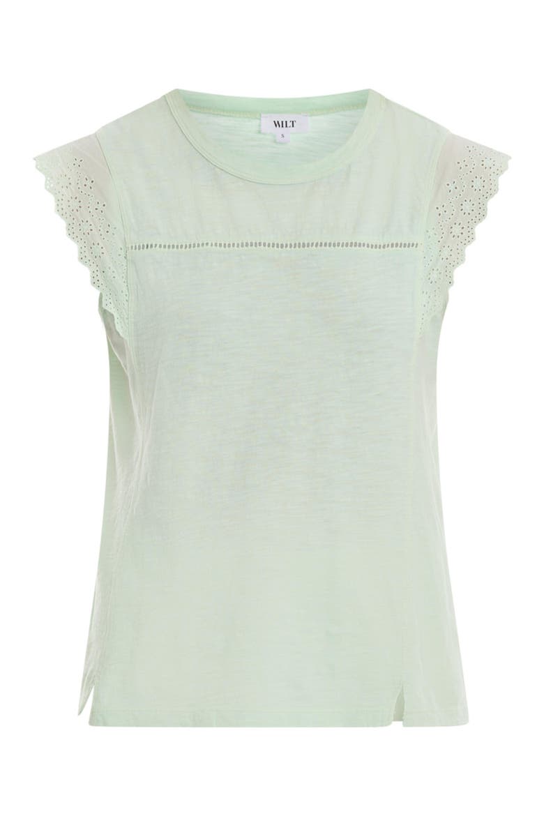 Eyelet Cap Sleeve Tee, Alternate, color, Bay