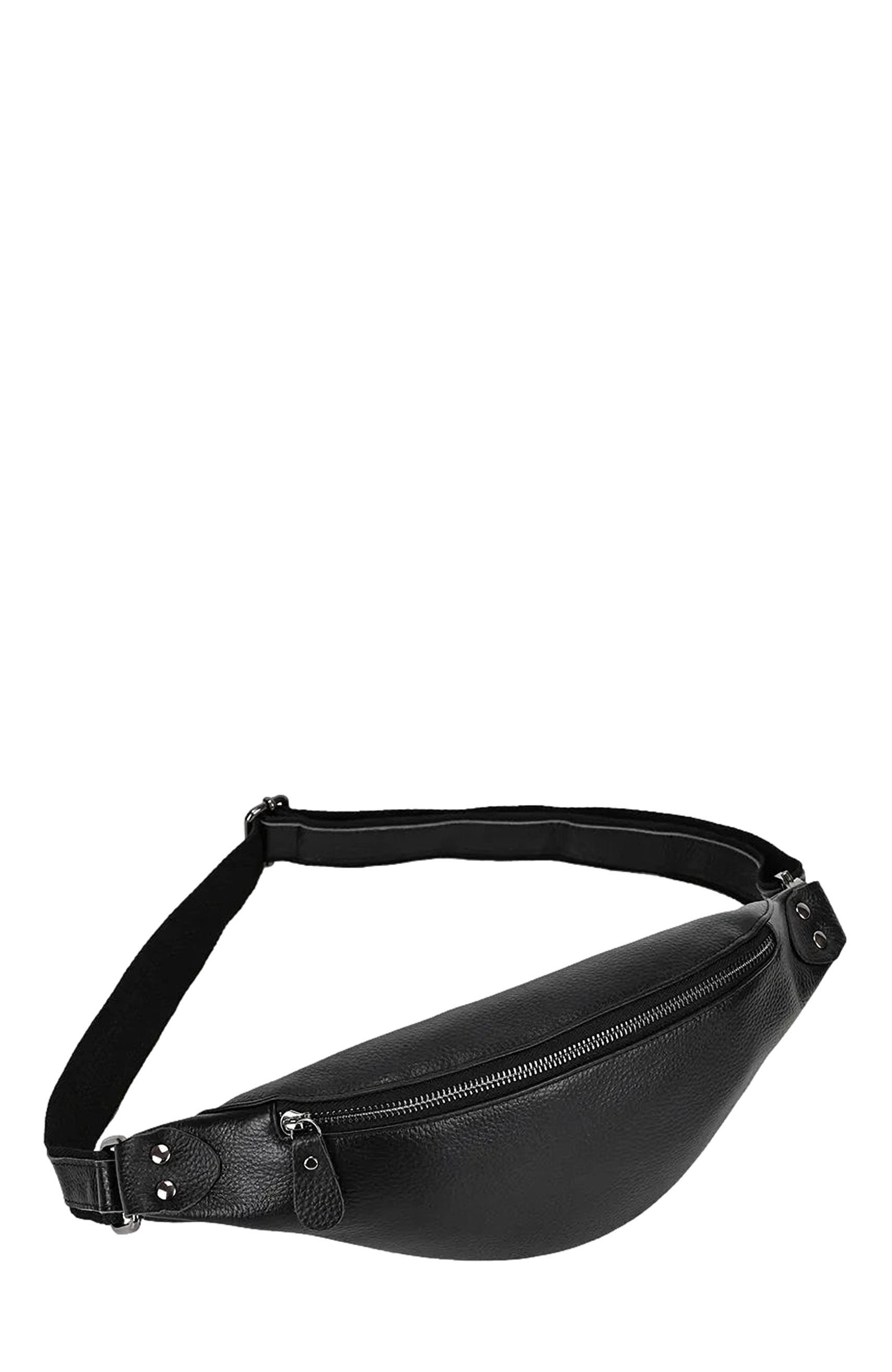 STEEL HORSE LEATHER The Walcott Leather Waist Bag | Black Leather Fanny Pack, Alternate, color, Black