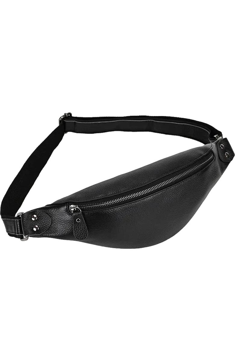 STEEL HORSE LEATHER The Walcott Leather Waist Bag | Black Leather Fanny Pack, Alternate, color, Black