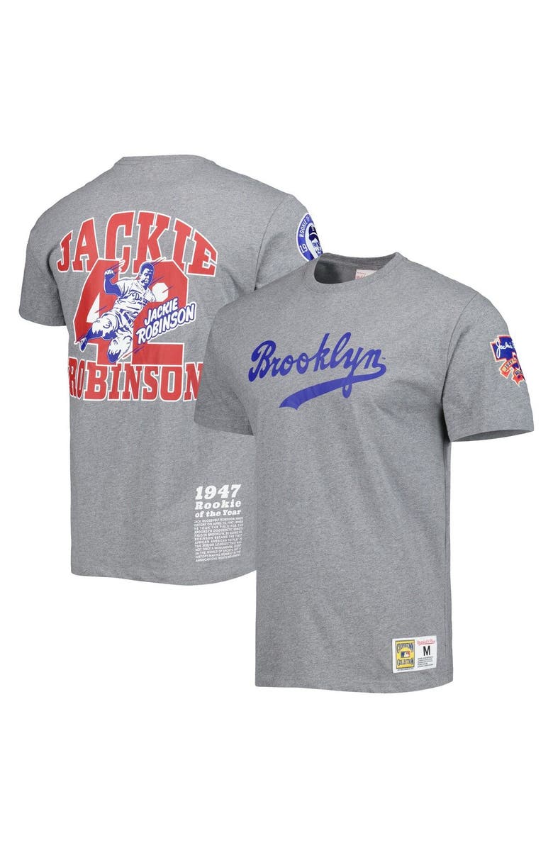 Mitchell & Ness Men's Mitchell & Ness Jackie Robinson Gray Brooklyn Dodgers Cooperstown Collection Legends T-Shirt, Main, color, Gray