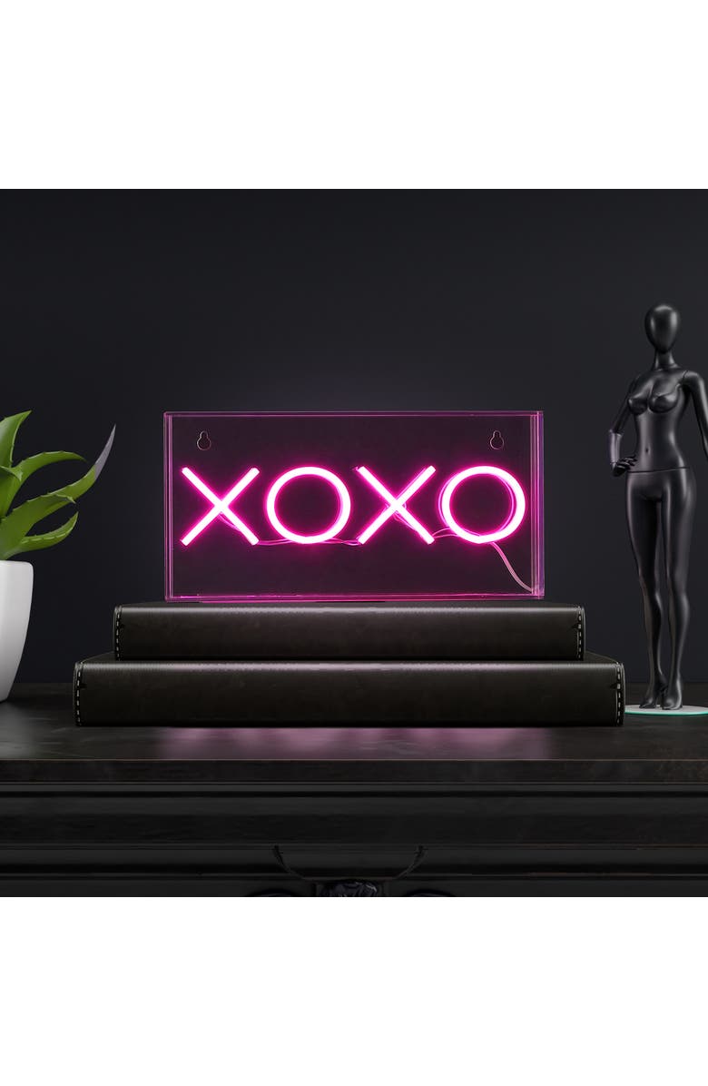 JONATHAN Y Contemporary Glam Acrylic Box USB Operated LED Neon Light, Alternate, color, Pink