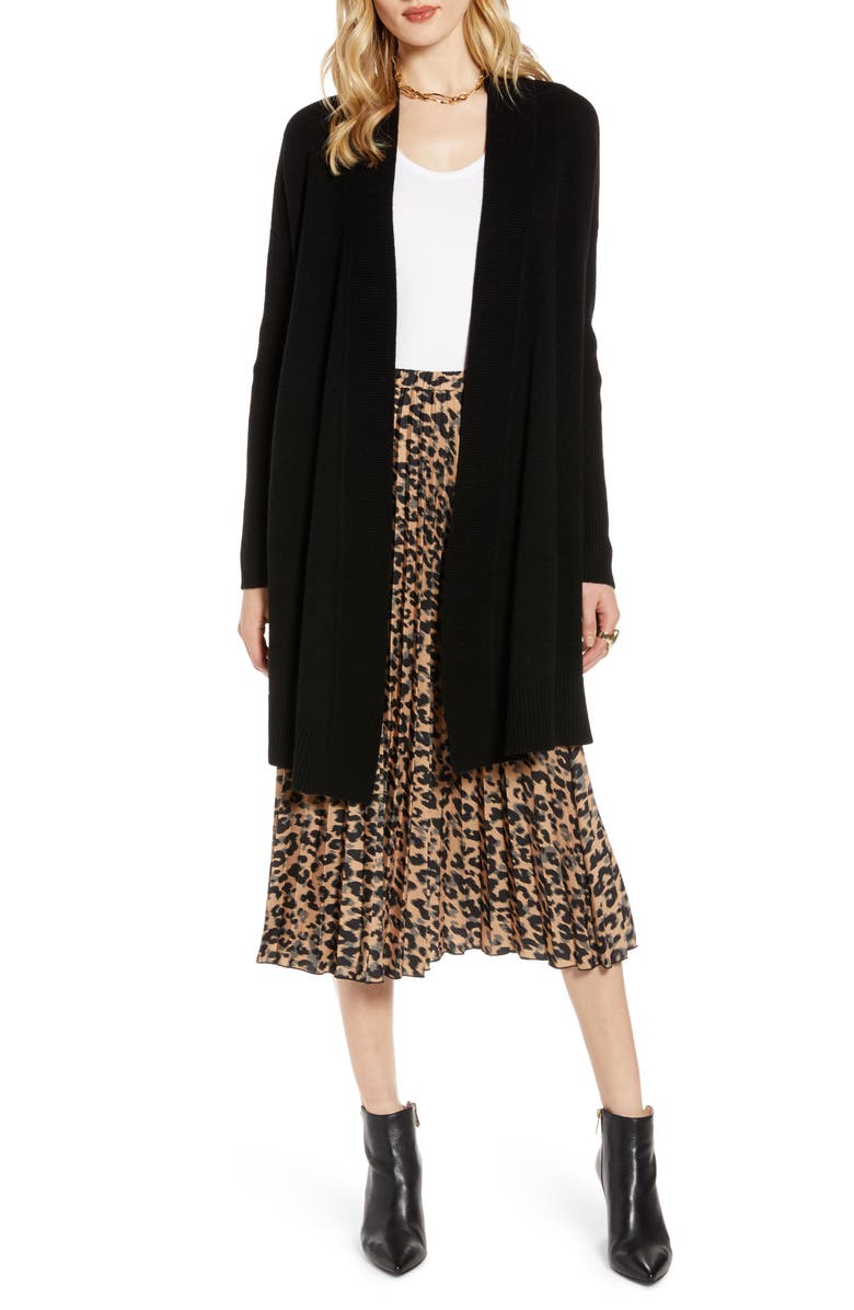 Halogen<sup>®</sup> Wool & Cashmere Drape Front Long Cardigan, Main, color,