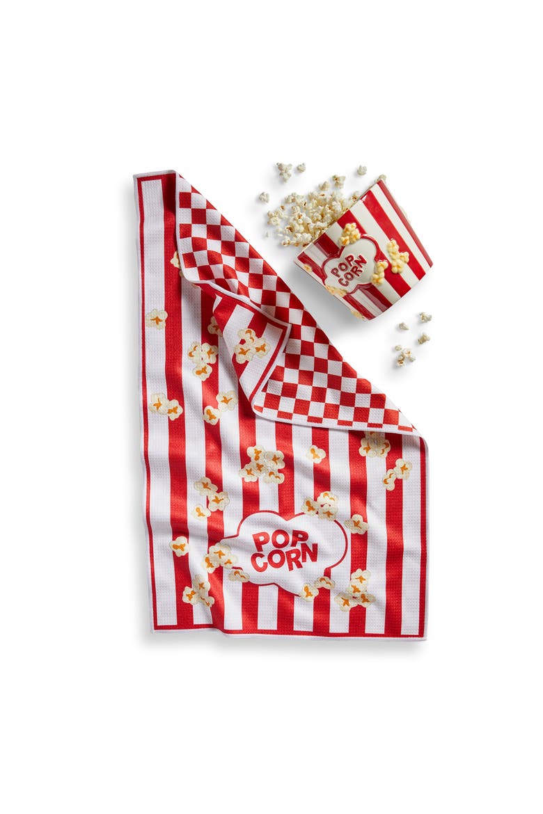 Super Absorbent Kitchen Towel Popcorn Super Absorbent Dishtowel Red Multi 18 x 30 in Everyday, Alternate, color, Red