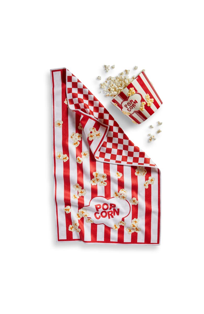tag Super Absorbent Kitchen Towel Popcorn Super Absorbent Dishtowel Red Multi 18 x 30 in Everyday, Alternate, color, Red
