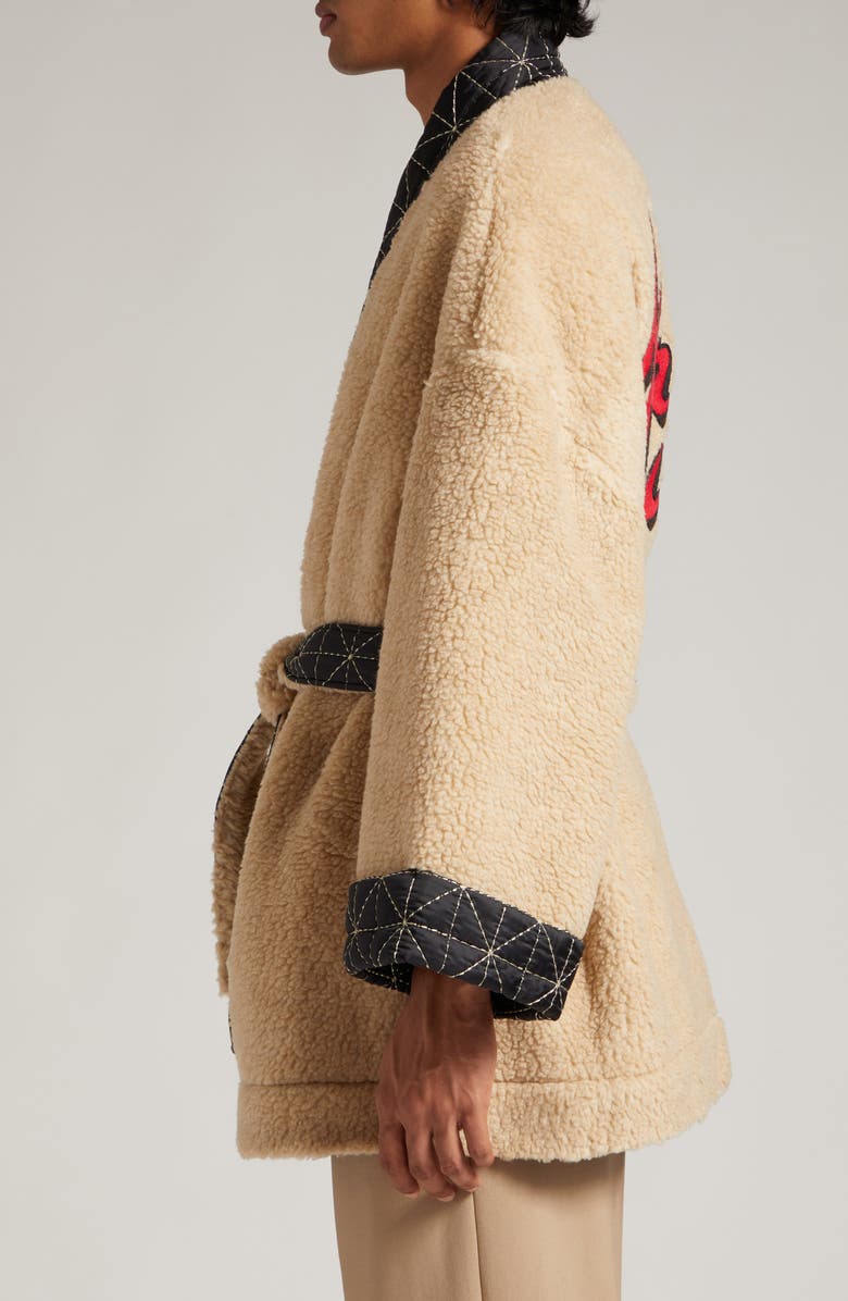 KENZO Archive Logo High Pile Fleece Wrap Jacket, Alternate, color, 