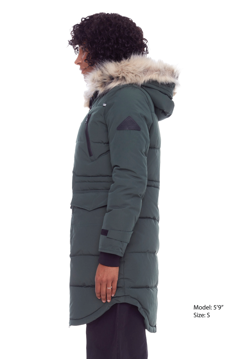 UKON - Vegan Down Drawstring Winter Parka, Alternate, color, DEEP GREEN