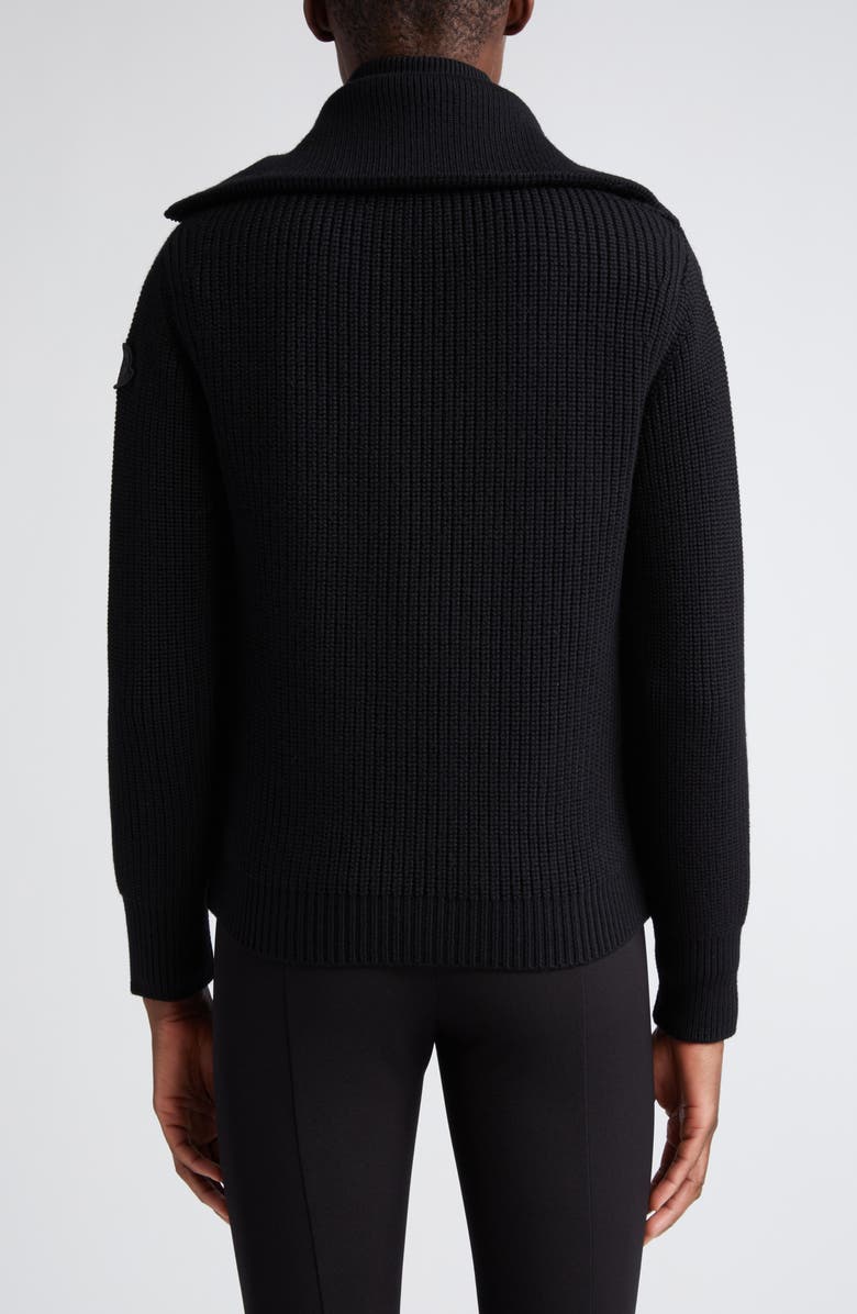 Moncler Rib Wool Cardigan with Removable Down Bib, Alternate, color, Black