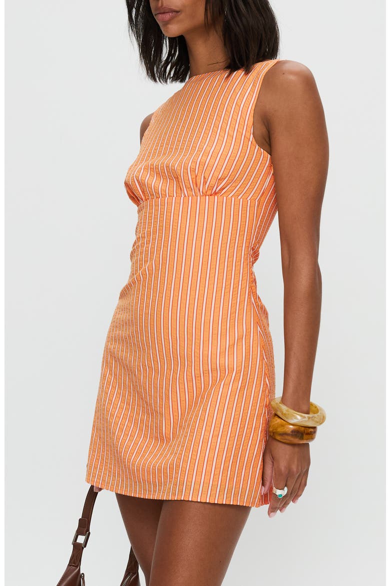 Ellesandra Sleeveless Cotton Blend Seersucker Minidress, Alternate, color, ORANGE