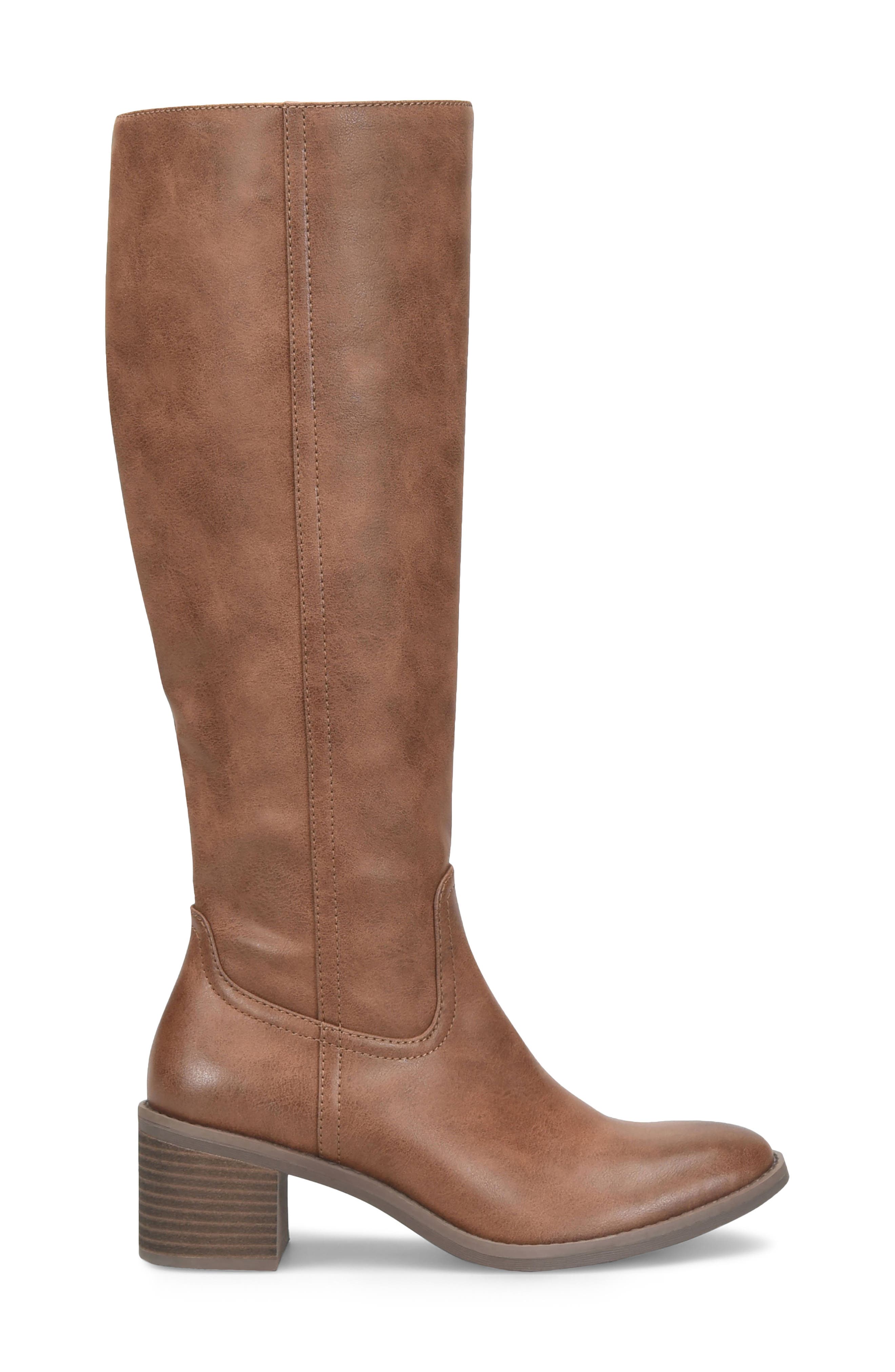 Heidi Knee High Faux Leather Boot, Alternate, color, BROWN